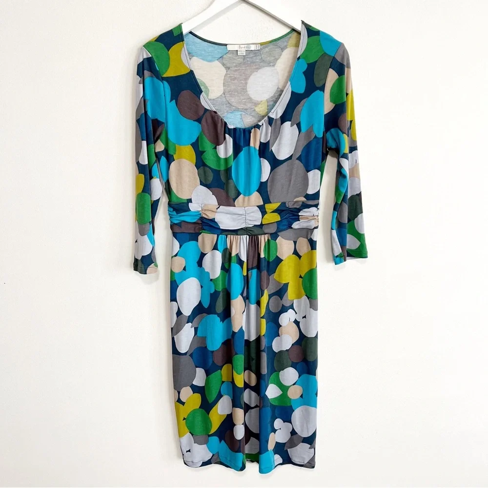 BOGO! Boden Ruched Jersey Dress Abstract Dot Print 10 - Picture 2 of 9